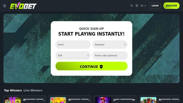 Evobet casino screenshot